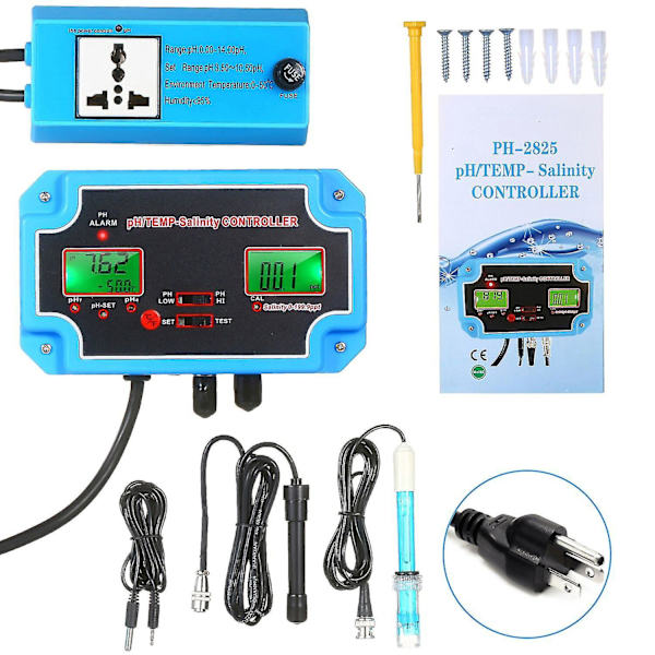 230V 3-i-1 pH/salinitet/temperatur Vannkvalitetsdetektor