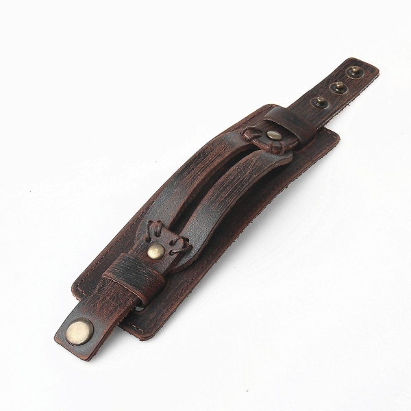 Antika mäns bruna lädermanschettarmband, läderarmband Armband Handgjorda smycken