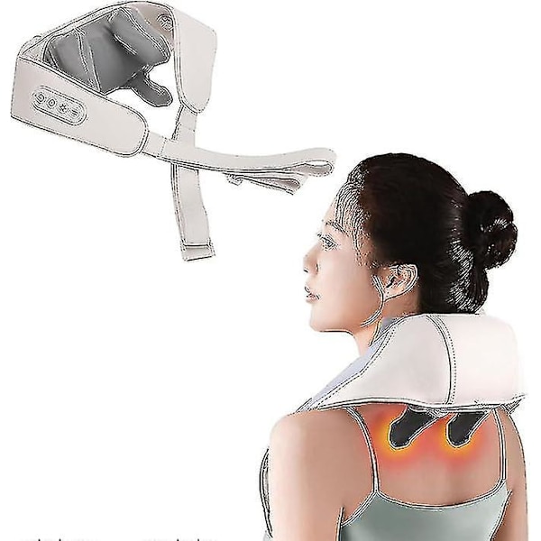Kaula- ja olkamassageri, Shiatsu-taka-, kaula- ja olkamassageri, 2 hierontamuotoa, syväkudos 3D-vaivaava kaulamassageri white