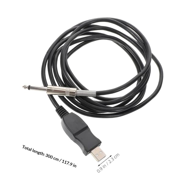 3-meters USB Gitarr Bas till USB Länkkabel Elgitarr Omvandlarkabel Koppar PVC Material
