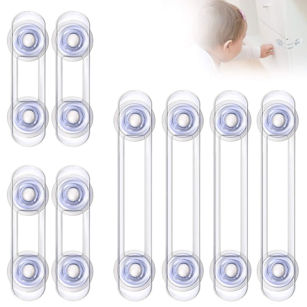 Safety Baby Locks Security Lock For Drawer Cupboards Door Cupboard Fridge Transparent Plastic Safety Latches, 8 Pieces