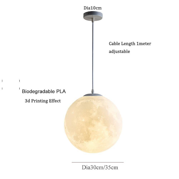 30 cm 3D-tulostus riippuvalaisin LED-pallokuu taiteellinen koti