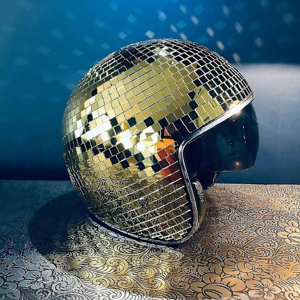 Klassisk Diskotekugle Hjelm Spejl Glitterkugle Hjelme Hat Til Klub Bar Fest Fuld Glas Reflekterende Motorcykelhjelme Til Cowboy