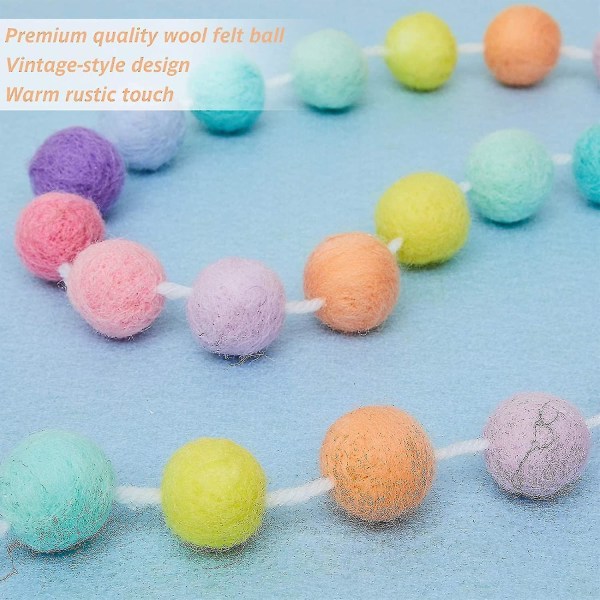 Ullfiltbollgirlang Pom Pom Girlang 2 Meter 24 Bollar
