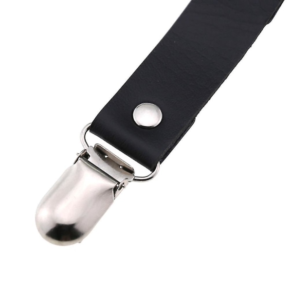 Justerbar læderbenstrømpebånd, flagermus elastiske punklårstrømpebånd til kvinder, sort (2 stk, sort)