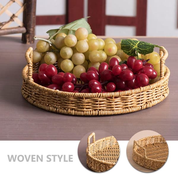 Förvaringskorg Vävd Snacks Korg Stor Kapacitet Mångsidig Elegant Chic Stil
