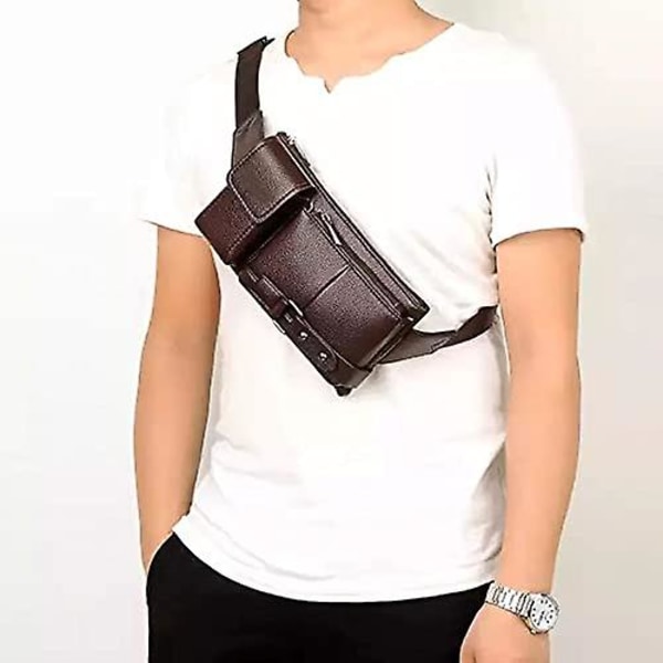 Herrar Läder Axelväska, Bröst Axelväska, Vattentät Crossbody Väska
