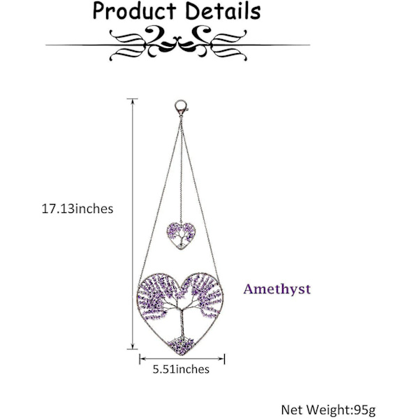 Amethyst Hjerte Livets Træ Drømmfang