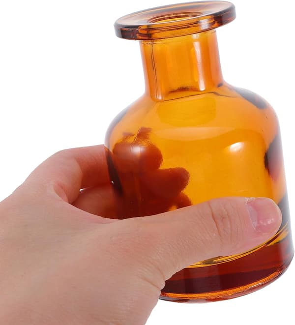 Tomme påfyllbare glassdiffuserflasker 2-pakning 150 ml rav, sylinderformede eteriske oljeholdere