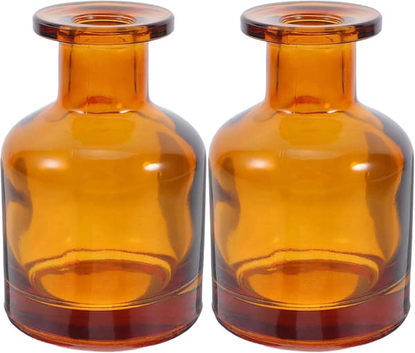 Tomme påfyllbare glassdiffuserflasker 2-pakning 150 ml rav, sylinderformede eteriske oljeholdere
