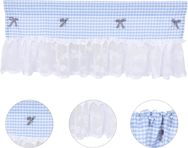 Fönster Kort Gardin Halvrutig Kort Gardin Polyester Blå Elegant Modern