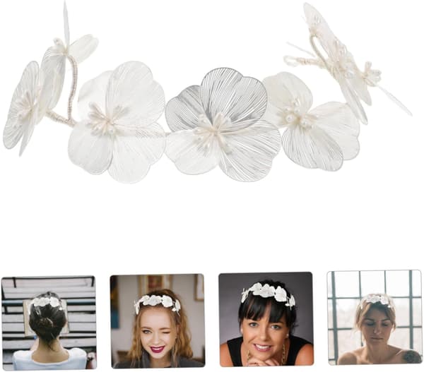 Bryllupshodebånd Blomsterhårvin Tilbehør for bruder Elegant kronbladdesign