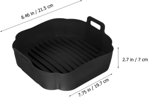 Gjenbrukbar non-stick silikon bakeunderlag for airfryer og ovn, sammenleggbart svart silikonunderlag