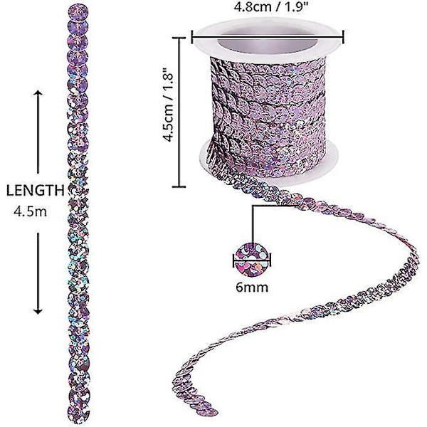 Sequin Bånd Rulle 6mm Flad Farverig Perle Snor DIY Håndværk