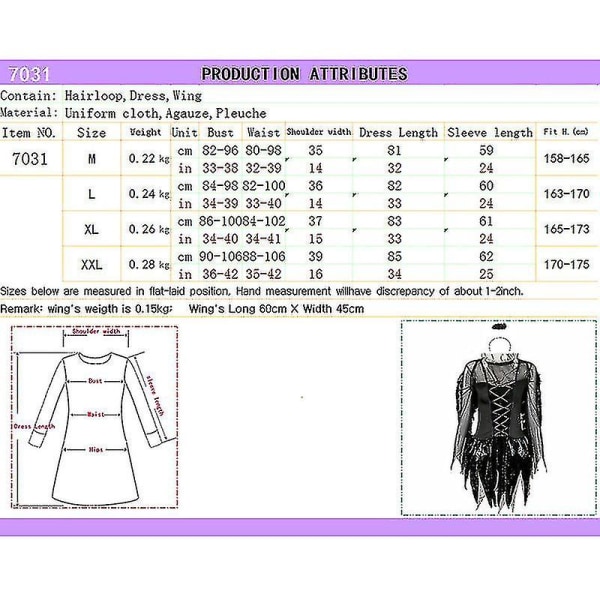Fallen Engel Kostume Halo Fancy til Kvinder L