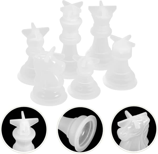6st DIY Schackform Silikon Ljusformar Fondantformar 3D Schackpjäs Silikonformar