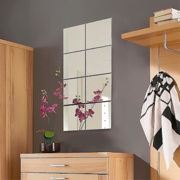 Selvklæbende Spejlfliser Vægspejle Glas Kvadrat 9stk 10*10inch M