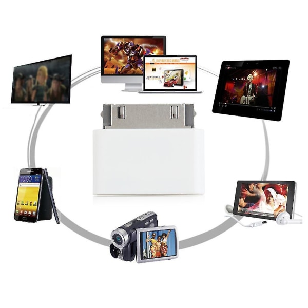 30-stifts dockningsadapter hane till 8-stifts hona för iPhone 4 iPad 2 3