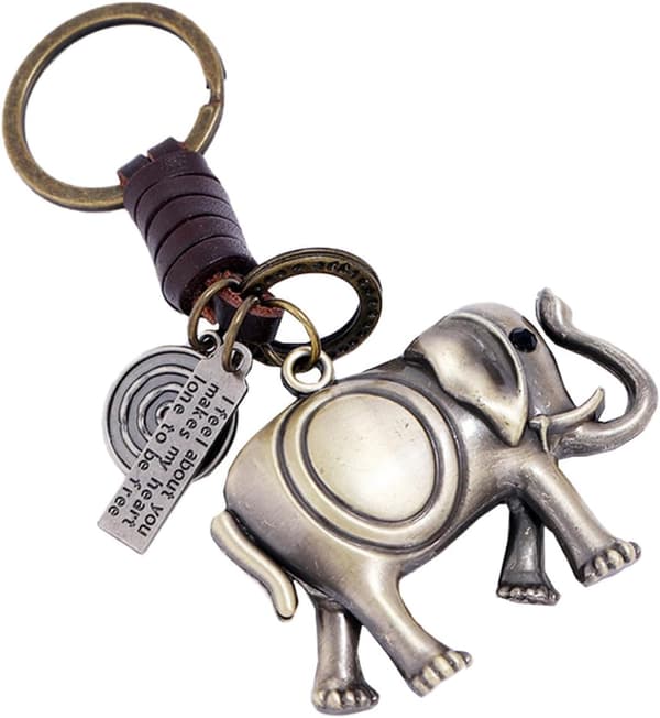 Solid nøkkelring elefant anheng nøkkelringer solid kraftig legering med jernring brun sjarmerende smart