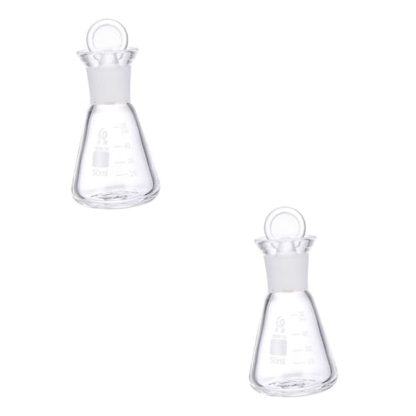 2 stk. Glaskolbe Borosilikatkolbe Konisk til Laboratorieudstyr Erlenmeyer til Destillation