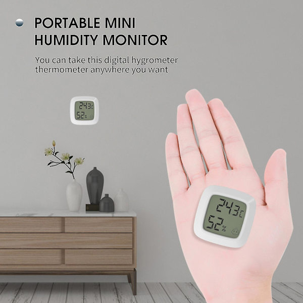 Indendørs Hygrometer Termometer Nøjagtig Mini Luftfugtighedsovervågning Skrivebord Væghængt Magnetisk Nem Installation Elektronisk