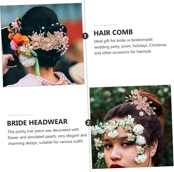 3 stk. Rhinestone Blomster Hårkam til Bryllup Hårtilbehør Sidekamklemmer