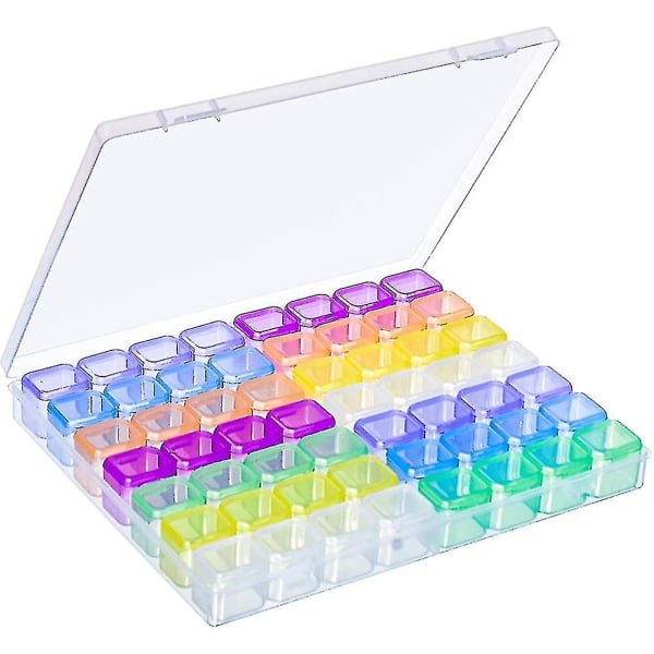 1 Förpackning 56 Rutor Plastförvaringslådor Smyckesorganisatorlådor Transparent Organiserande Present