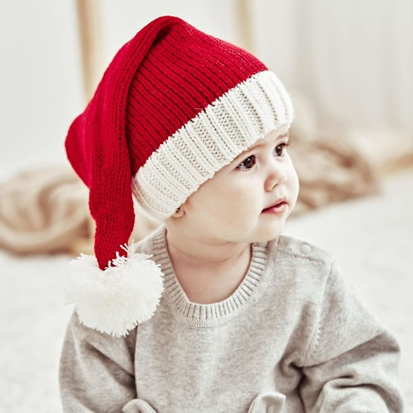 Julemandens Strikket Hue Kvinders Beanie Vinterhue Blød Familie Matchende Julehue Jul Nytår Gaver