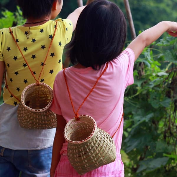 Bambu Blomkorg Bärbar Pastoral Stil Korg Lättvikts Multifunktionell Naturlig Rustik