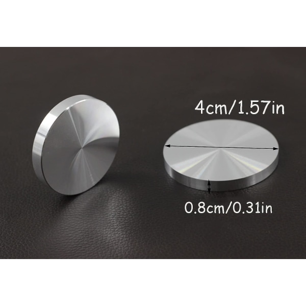 4 stykker 40 mm diameter og 8 mm tyk sølv aluminium skiveadapter kan bruges som ben til borde