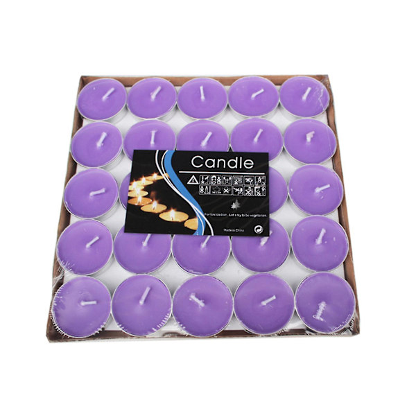 50 stk Mini Teelys - Varighet 1,5 timer - Perfekt for bursdag, påske, dating Purple