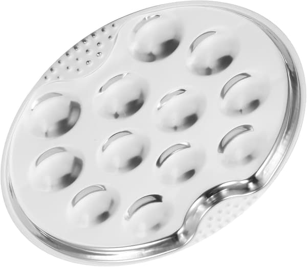 Escargot stekefat, stablebart design, serveringsfat i rustfritt stål med 12 posisjoner