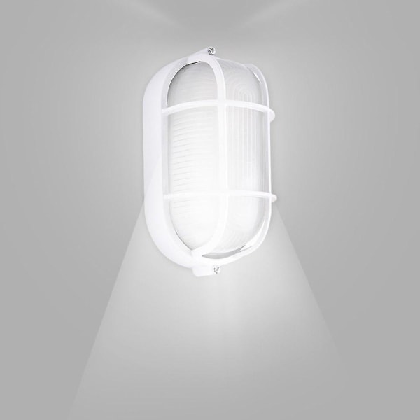 Oval skotlampe med ledningsskærm og glasafskærmning, 60 W (1 stk, hvid