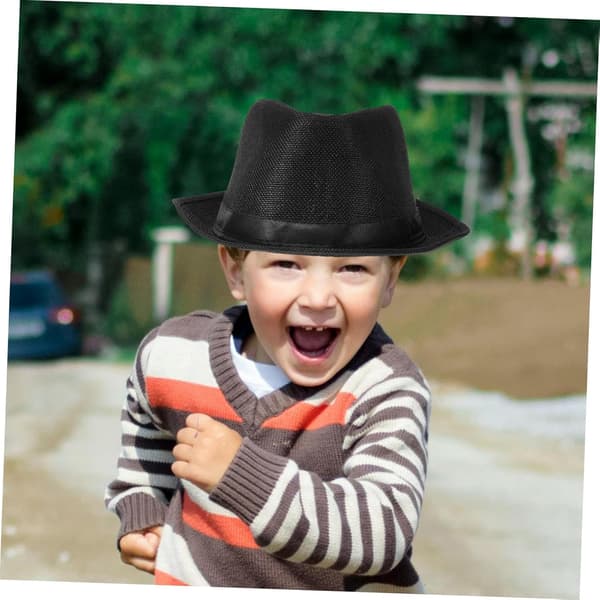 Danseforestillingshat Drenge og Piger Fedora Hatte til Drenge Piger Sort til Sceneoptrædener