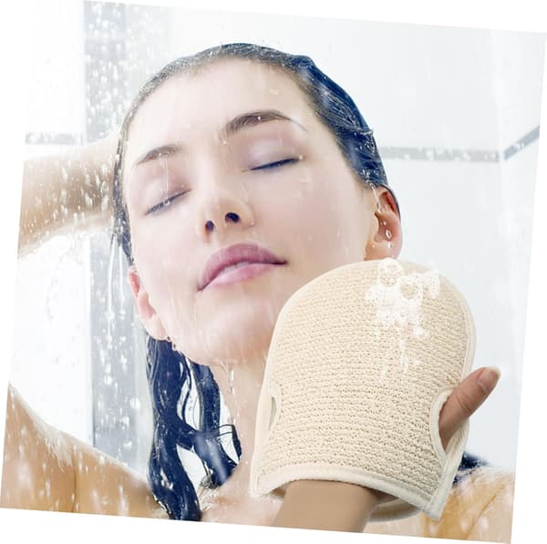 2 st exfolierande handskar dubbelsidiga badhandskar för kroppsskrubbning i duschen