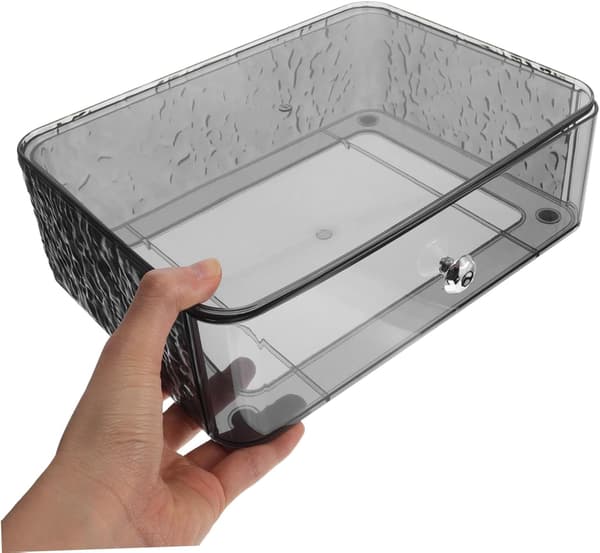 Makeup Organizer Plast Opbevaringsboks Stor Kapacitet Makeup Holder Grå Sølv Organizer til Hjemmet