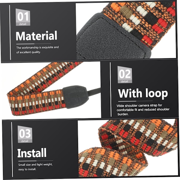 Etninen kameravaljaat leveä kameran olkahihna järjestelmäkameralle, tukeva ja kirkas design