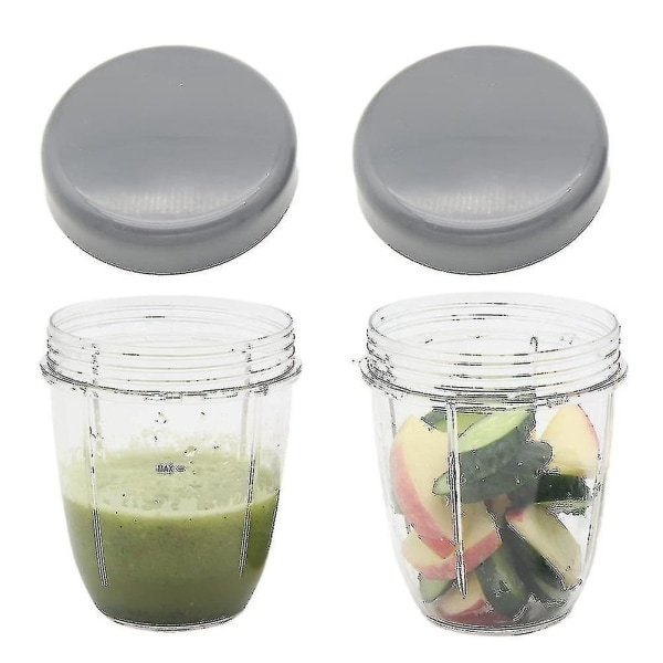 Blenderkopper og flate lokk - erstatningsdeler kompatible med Nutribullet, 2 stk
