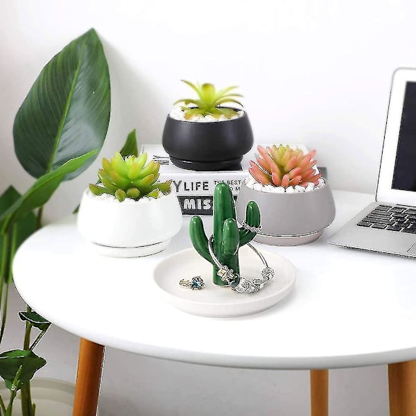Ringhållare, kaktus Ringhållare Fat För Smycken, Keramiska Succulent Ringhållare