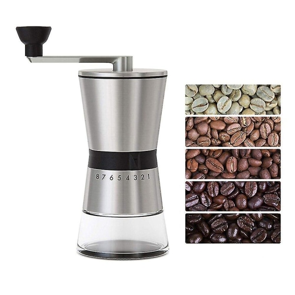 Hånddrevet kaffekvern i rustfritt stål med keramisk kvern for hjemmet