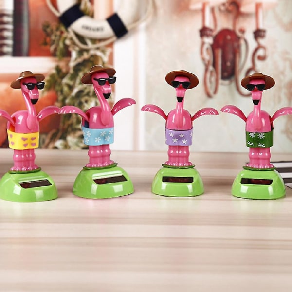 Sinknap Kreativ Solcellsdriven Flamingo Bilprydnad Flippande Kruka Gunga Barnleksak