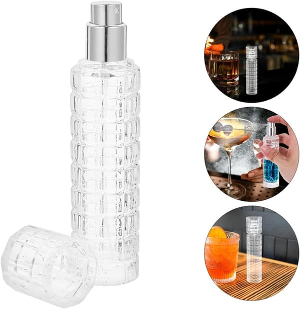 2 st 30 ml cocktailbittersprayflaskor i glas, påfyllningsbara atomizers för baranvändning,