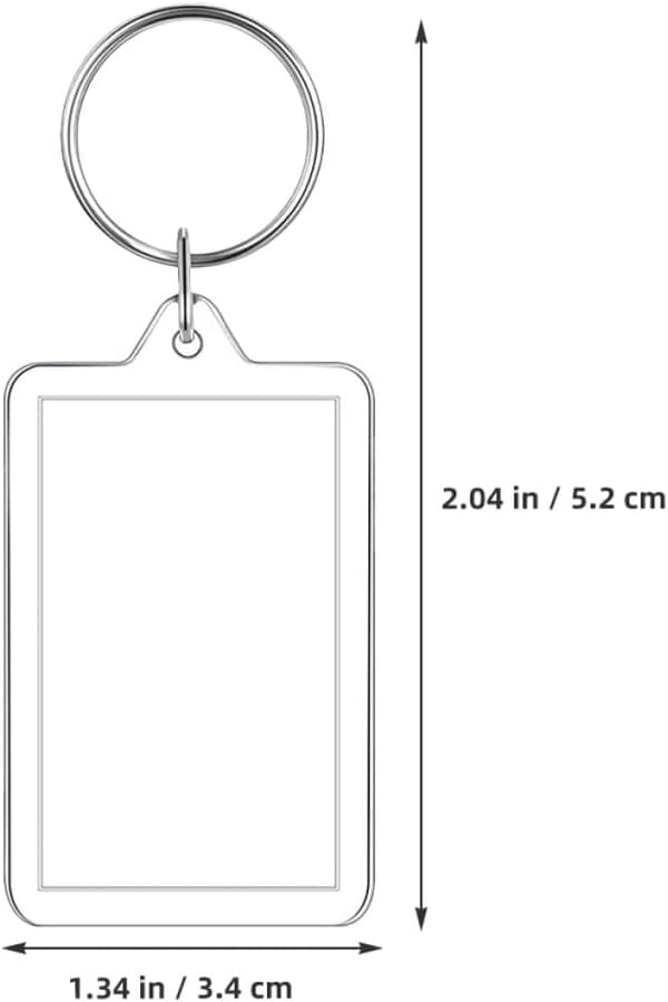 6 stk. rektangulær fotoramme nøglering 5,2x3,4 cm DIY billedindsats nøglering vedhæng til minde