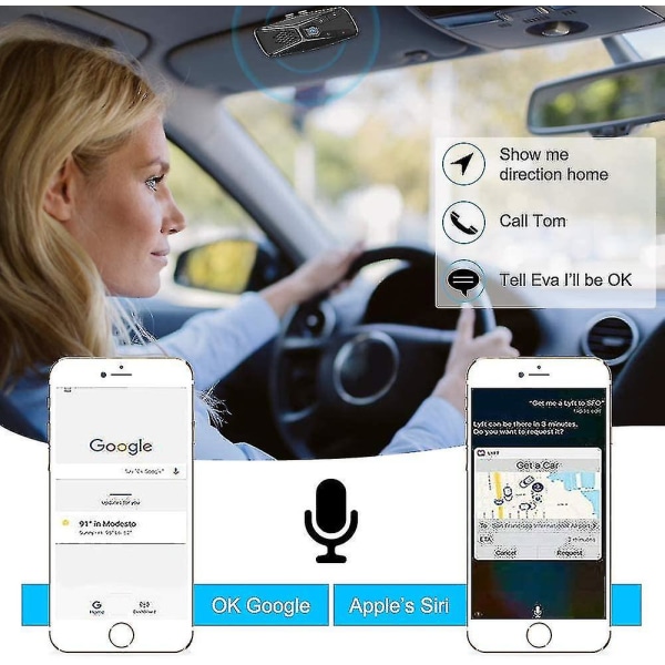 Bærbar Bluetooth 5.0 Håndfri Bilsæt Med GPS Instruktioner, Musik, Støjreduktion, Aut