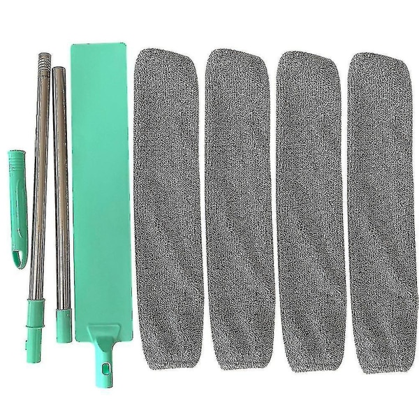 Sängyn vieressä oleva pölyharja, pitkäkahvainen moppi, uudelleenkäytettävä mikrokuituinen pölyharja, harja With 4 PCS Cloth