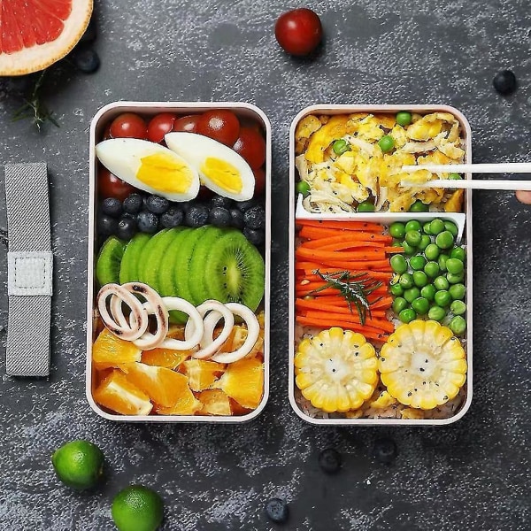 Mikrobølgeovn lunsjboks japansk tre Bento 2-lags oppbevaring
