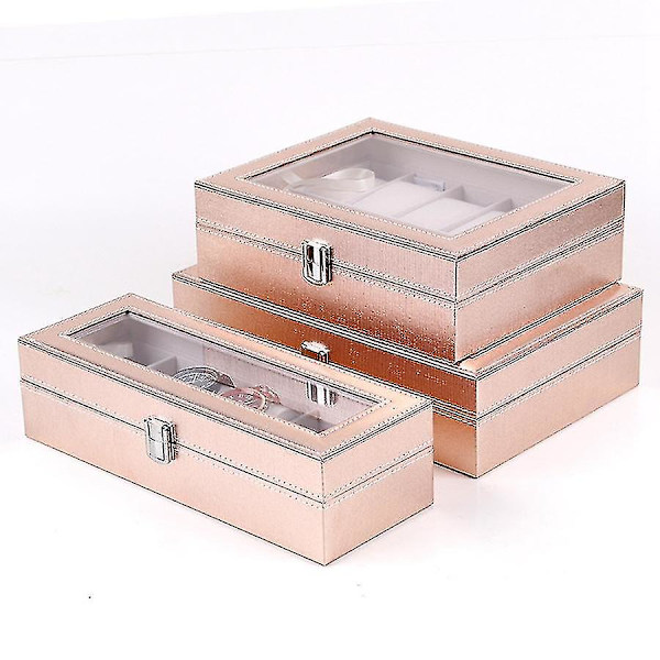 Special Case Til Kvinder Piger Veninde Armbåndsur Æske Opbevaring Saml Pink PU Læder 12 Gitter-haoyi-yuhao