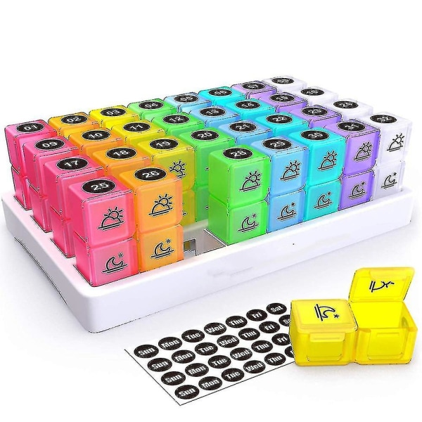 Månatlig Pill Organizer 31-dagars Pill Box Organizer, dagligt case med 32 fack för varje dag, bärbar resepillerbehållare-yuhao