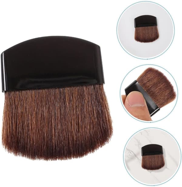 3 stk. Mini Halvrunde Flade Pudder Blush Børster, Lille Bærbart Makeupbørstesæt