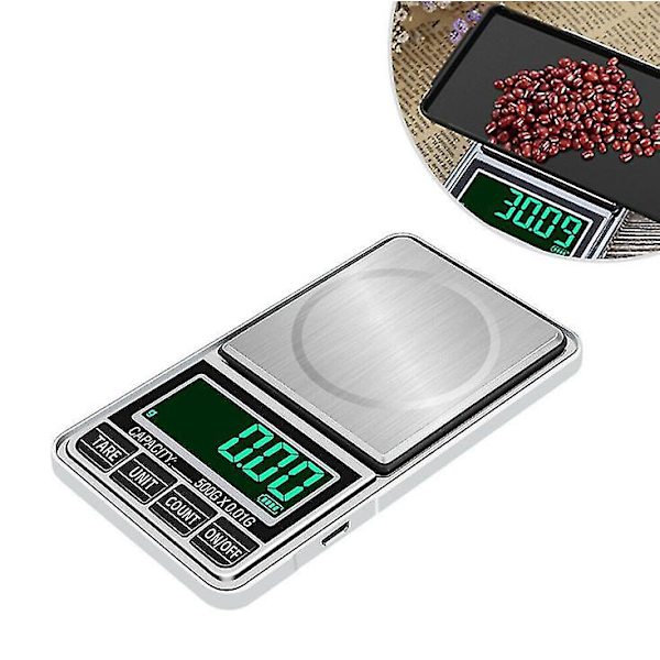 0,01g 1000g Digitaalinen LCD-taskuvaaka USB-elektroninen vaaka
